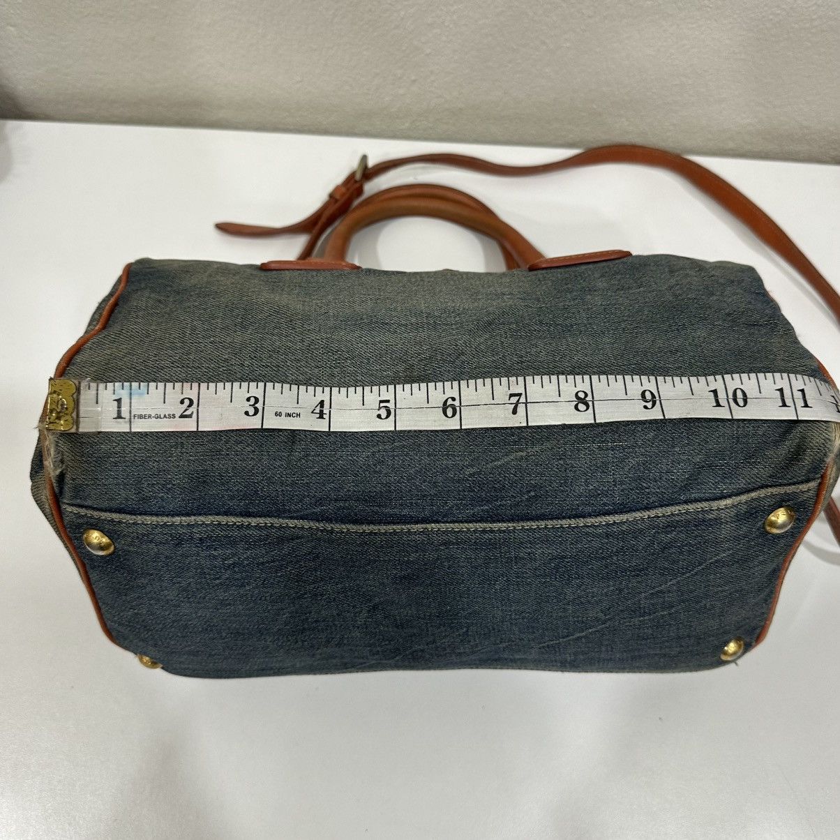 Prada PRADA DISTRESSED DENIM BAULETTO 2 WAY BOSTON BAG Size ONE SIZE - 17 Thumbnail
