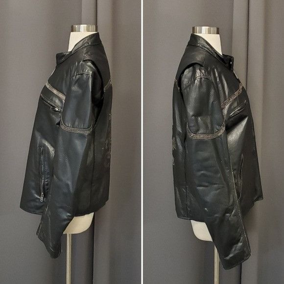 Vintage × Wilsons Leather Vintage 90s y2k RARE Black Wilsons Leather Dragon Back Racer Size US M / EU 48-50 / 2 - 3 Thumbnail