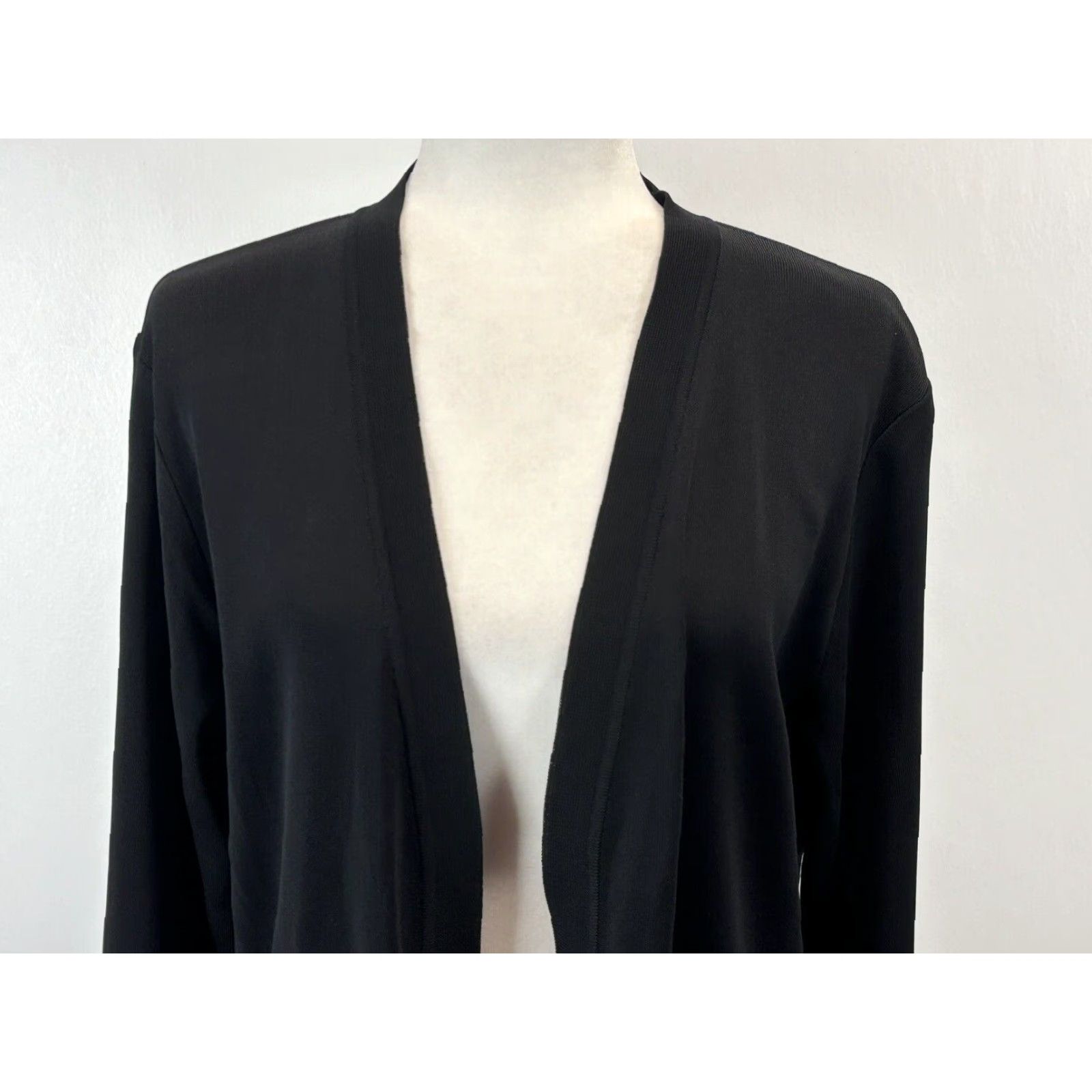 Vintage VINTAGE Women's Exclusively Misook Knit Cardigan L Black Open Front Pockets Basic Cardigan Womens L Black Open Front Pockets Size L / US 10 / IT 46 - 5 Thumbnail