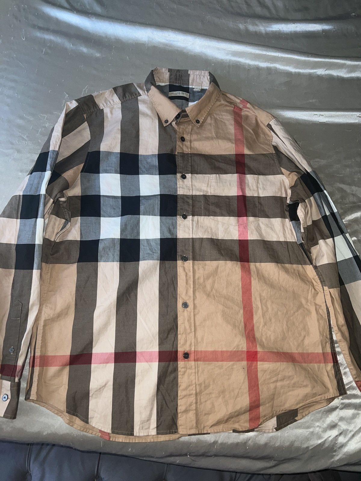 Burberry Check Cotton Long Sleeve Shirt