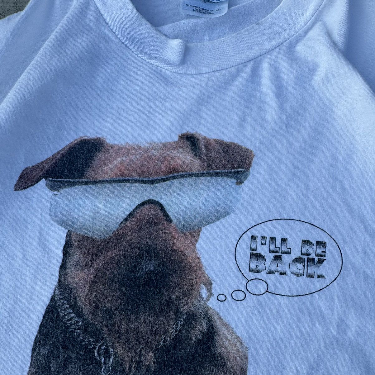 Apple × Stussy × Vintage Vintage 90s White Terminator Humor Single Stitch Tee XL Size US XL / EU 56 / 4 - 4 Thumbnail