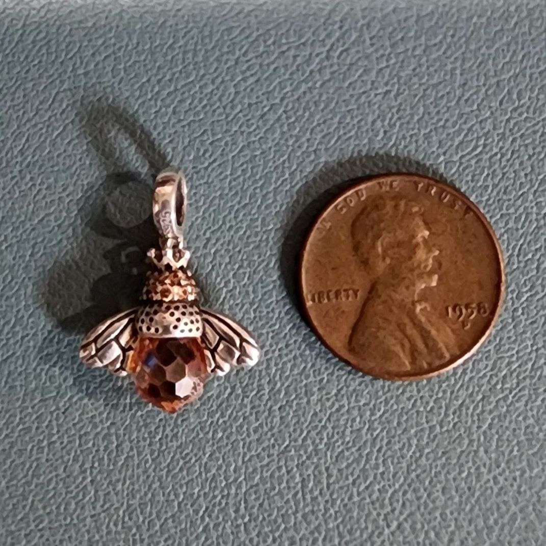 Vintage Vintage Sterling Silver Queen Bee Rhinestone Charm Pendant Size ONE SIZE - 4 Thumbnail