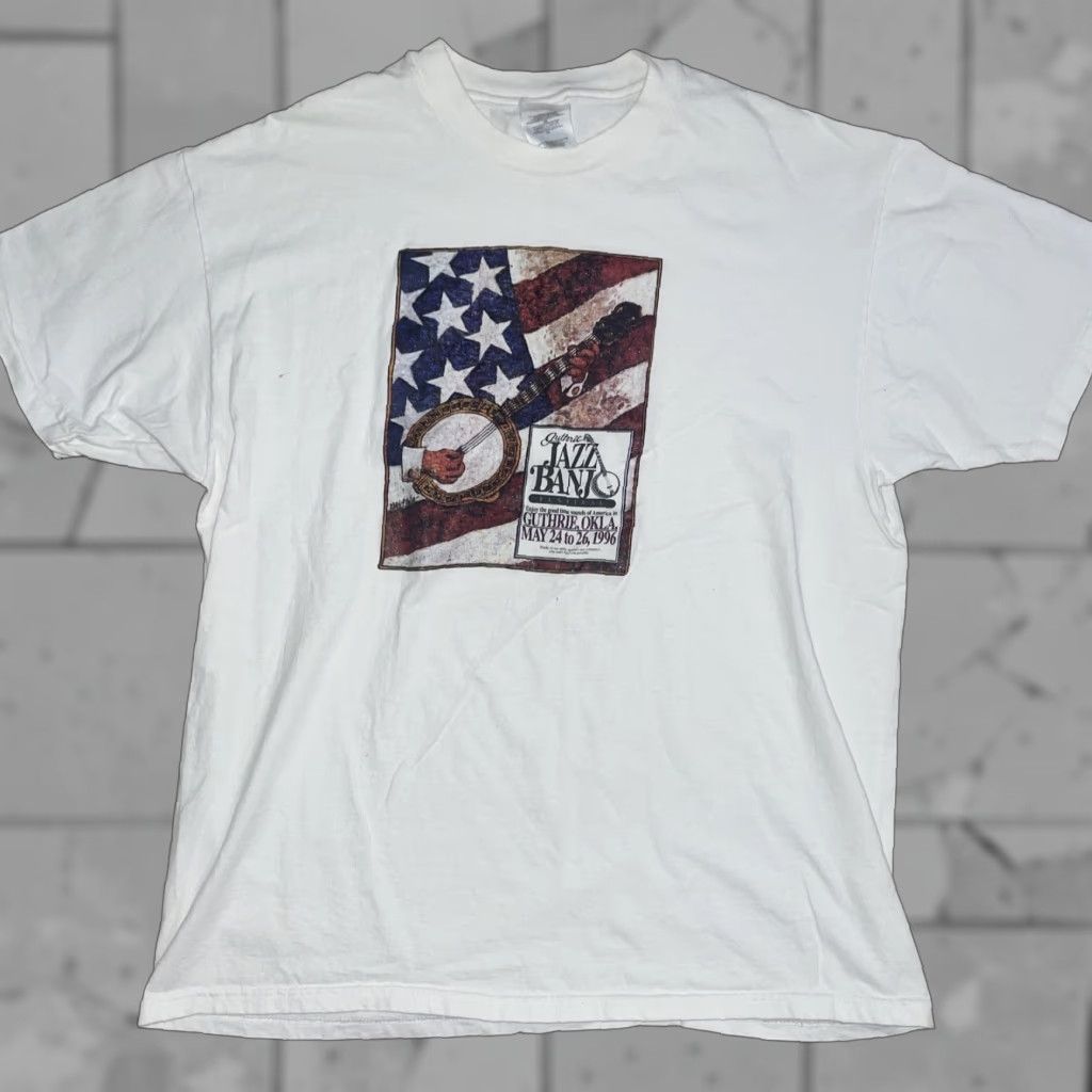Hanes VINTAGE 1990s Single Stitch Jazz Banjo Graphic T-Shirt Mens XL White Hanes T-Shirt Mens XL Jazz Banjo Graphic T-Shirt VTG 1990s Size US XL / EU 56 / 4 - 1 Thumbnail