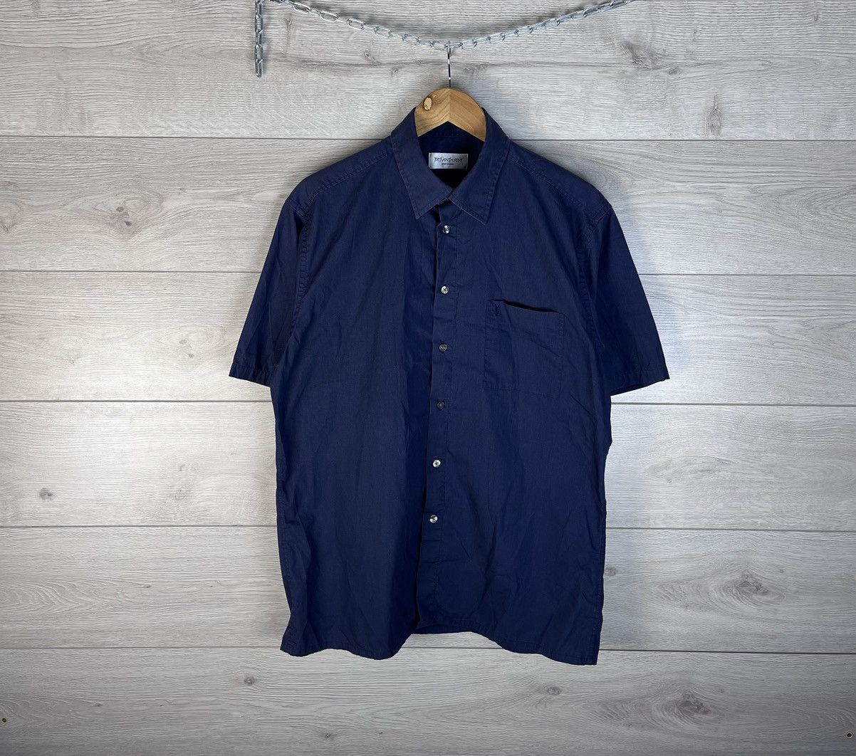 Yves Saint Laurent Men's Button Down Shirt YSL size L cotton 100% blue Size US L / EU 52-54 / 3 - 1 Thumbnail