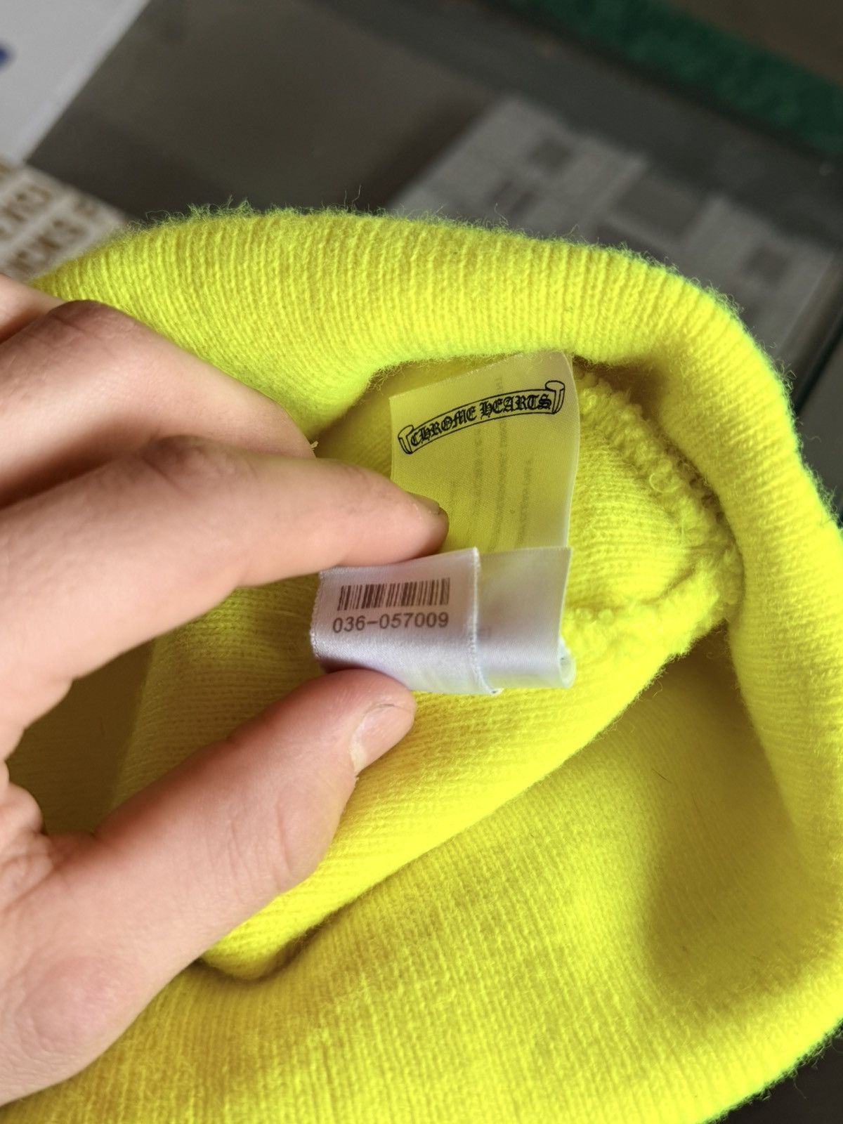 Chrome Hearts Lime Green Triple Cross Beanie Size ONE SIZE - 9 Thumbnail