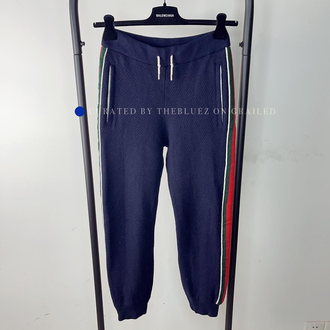 Gucci Cozy Blue Knit Sweatpants with Web Stripes Size US 28 / EU 44 - 1 Thumbnail