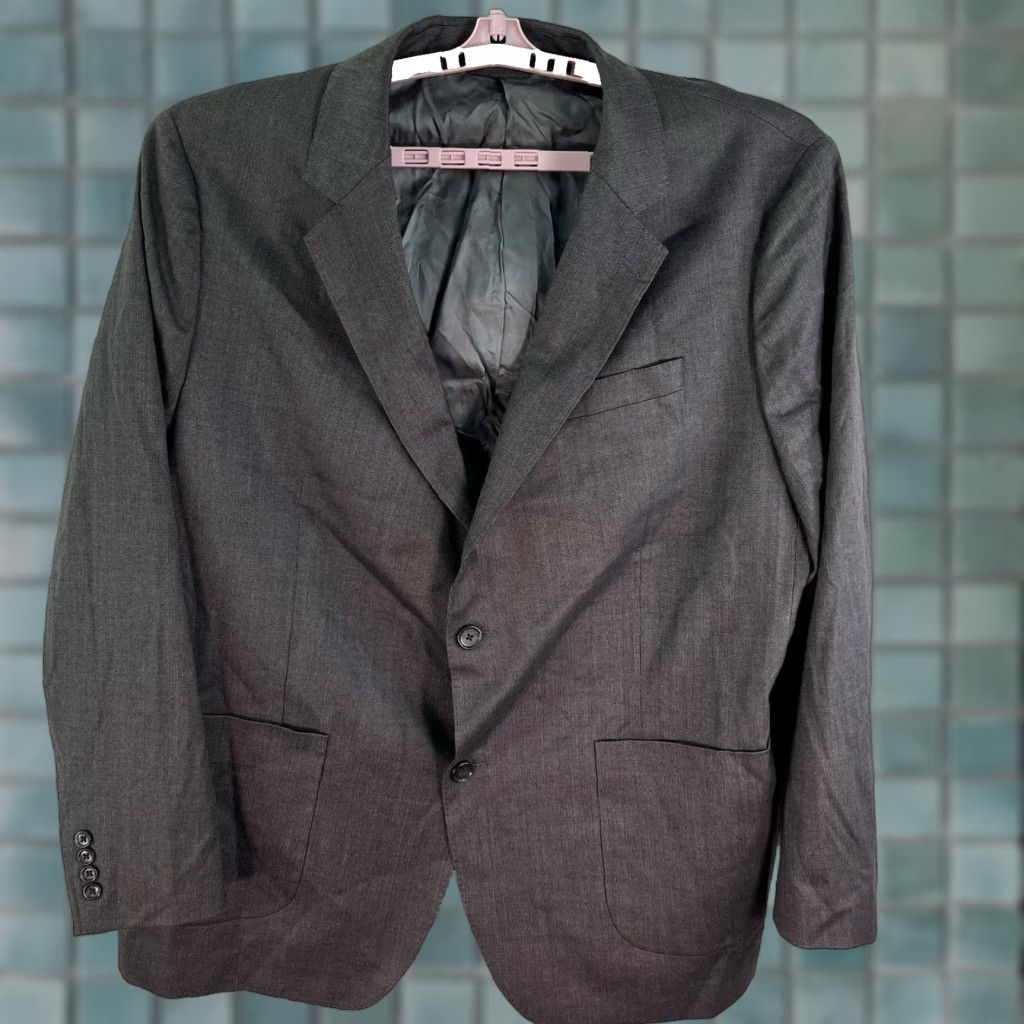 Bonobos VINTAGE Bonobos Italian Wool Blazer Sport Coat Mens 54R Gray Wool Tweed Notch Lapel Double Vented Size 54R - 1 Thumbnail
