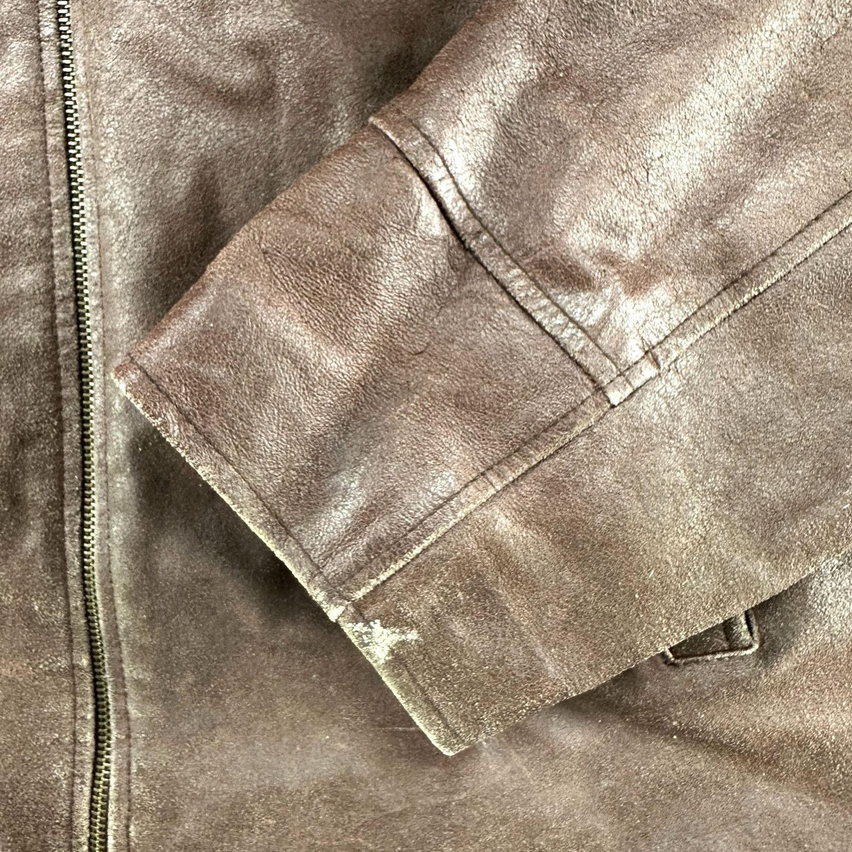 Vintage VINTAGE Adler Leather Jacket Men L Brown Bomber Cossack Half Belt 90s Quilted Zipper Mid-Length Regular Boy Mens Womens Girls Size US L / EU 52-54 / 3 - 6 Thumbnail