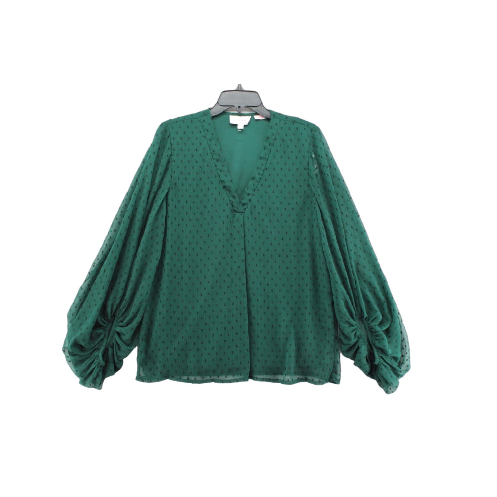 Vintage NWT Panhandle top Shirt Women's Large Forest Green Swiss Dot Balloon Sleeve Size L / US 10 / IT 46 - 1 Thumbnail