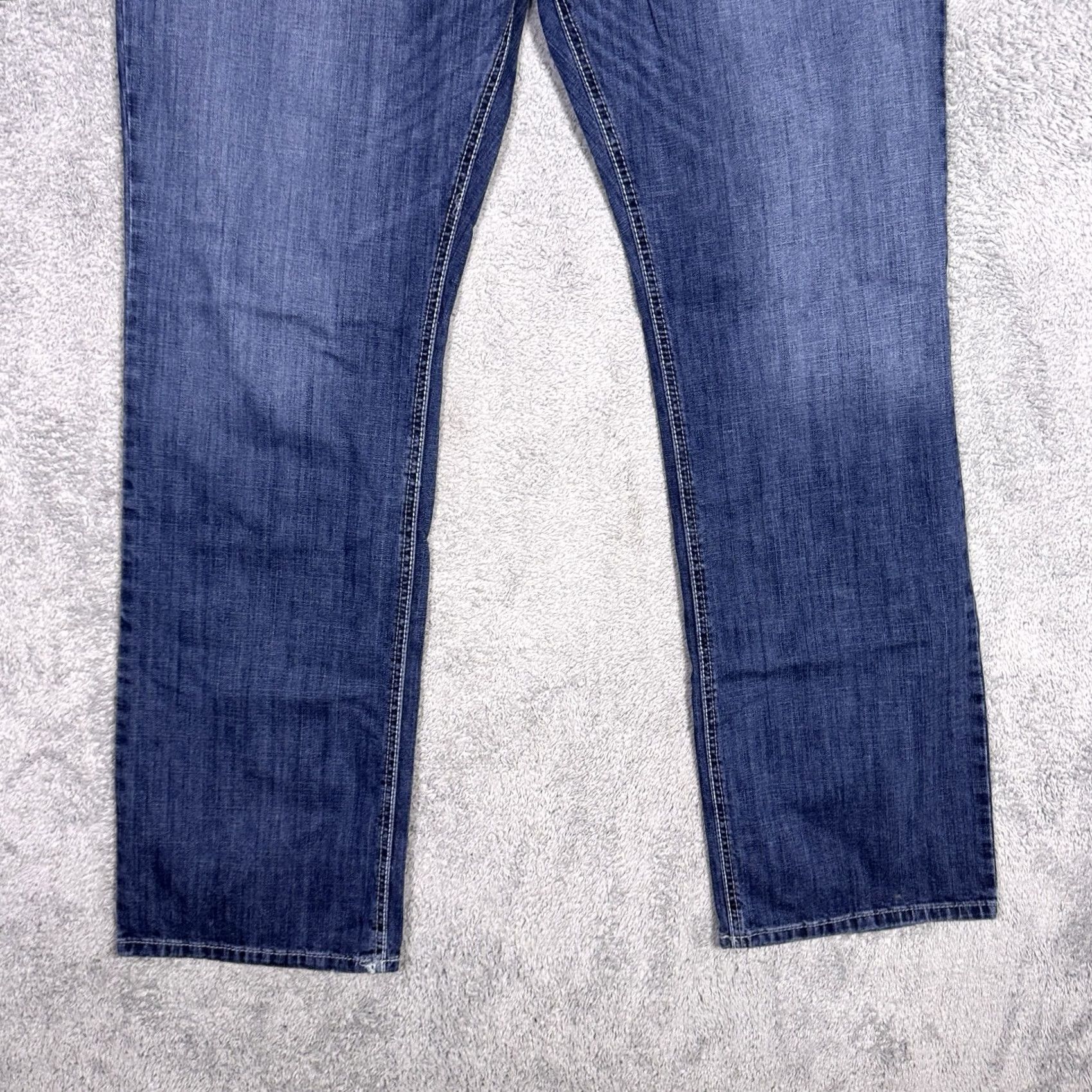 Denime Cinch Grant Jeans Mens 42x36 Blue Denim Boot Cut Relaxed Fit Western Wisker Size US 42 / EU 58 - 2 Thumbnail