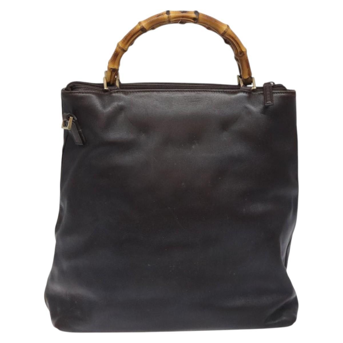 Gucci GUCCI Bamboo Hand Bag Leather Dark Brown Gold Size ONE SIZE - 3 Thumbnail