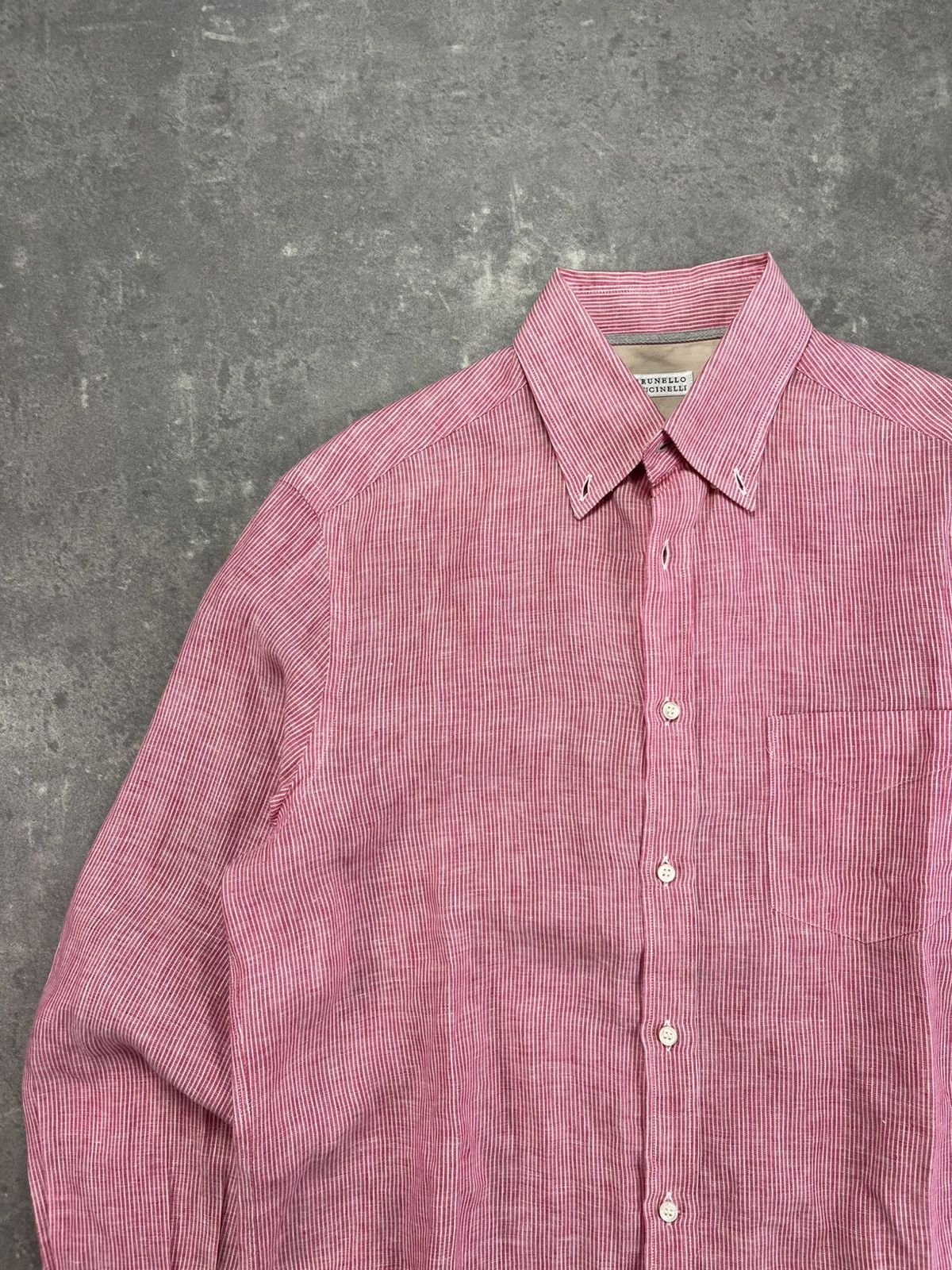 Brunello Cucinelli 100% Linen Brunello Cucinelli Striped Pinstripe Shirt M Size US M / EU 48-50 / 2 - 4 Thumbnail