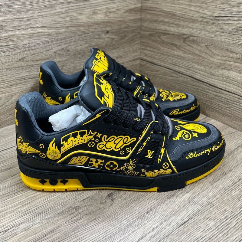 Louis Vuitton Louis Vuitton Trainer Low-top Sneaker Black Yellow -2508 Size US 8 / EU 41 - 4 Thumbnail