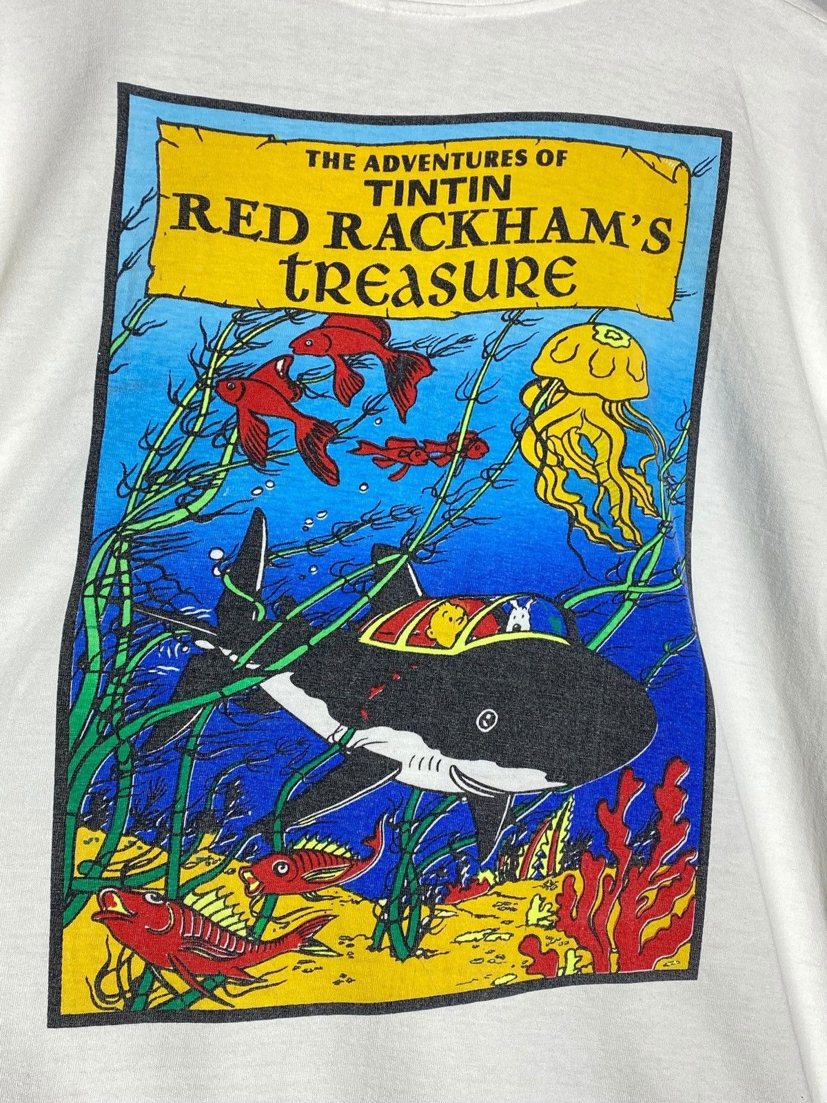 Cartoon Network 🔥 90s TINTIN RED RACKHAM TREASURE TEE SUBMARINE DEEP SEA Size US L / EU 52-54 / 3 - 3 Thumbnail