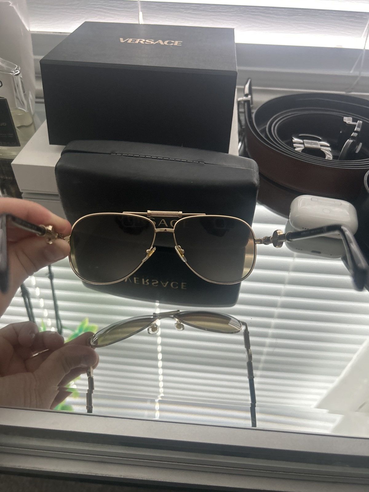 Versace Versace VE2236 Gold Sunglasses Size ONE SIZE - 2 Thumbnail