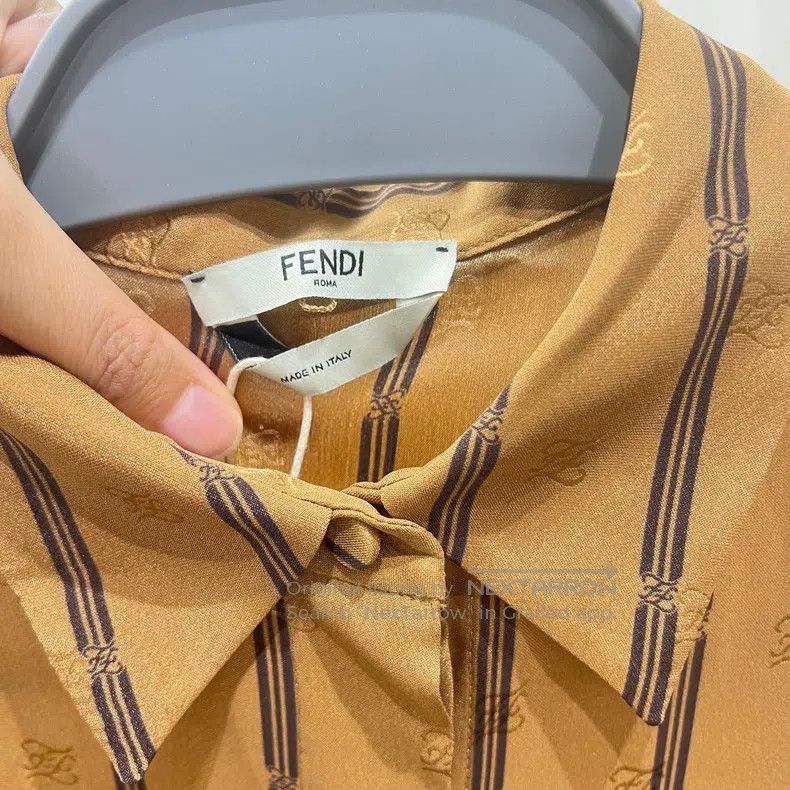 Fendi Fendi Caramel Striped Short Sleeve Shirt Size XXS / US 00 / IT 34 - 4 Thumbnail