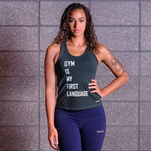 Other "Gym Is My First Language" Women's Black Tank Top By Modus S Size S / US 4 / IT 40 - 1 Preview