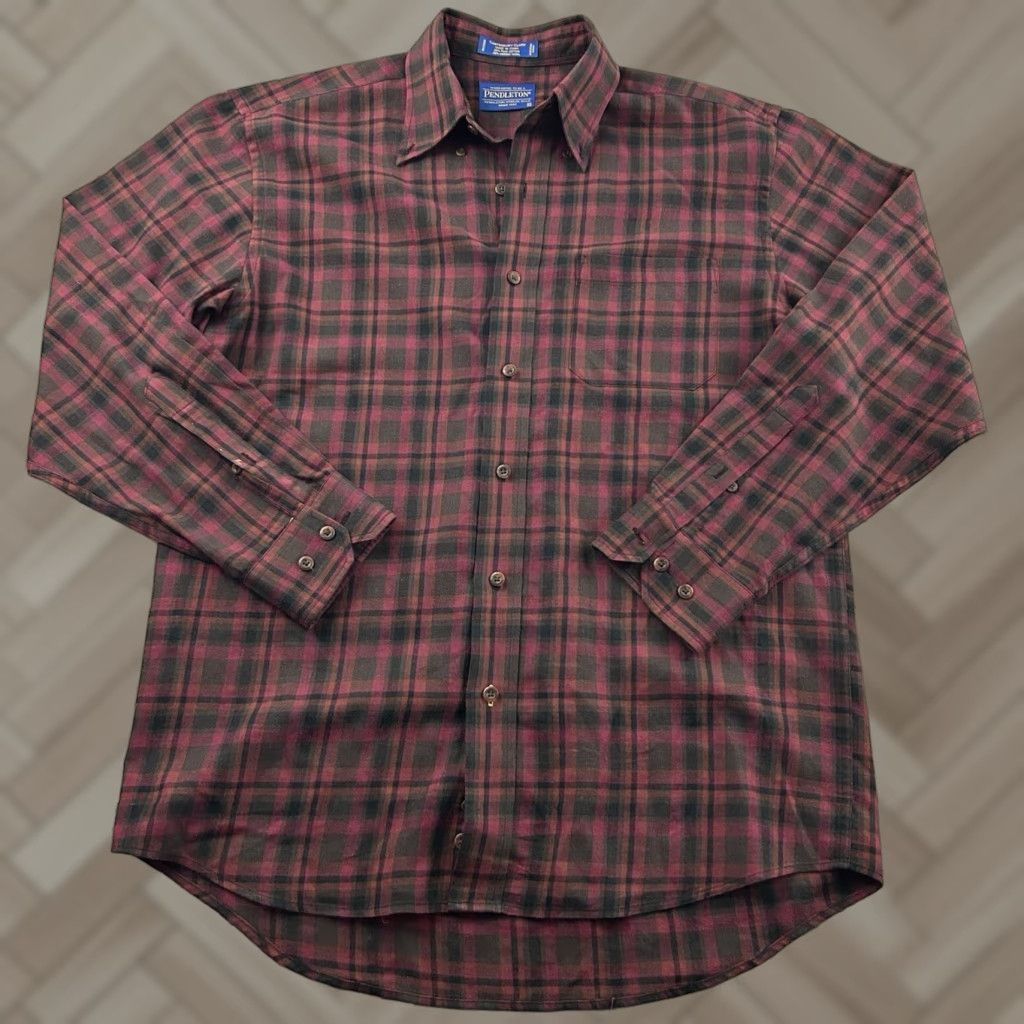 Pendleton Pendleton Canteruery Cloth Long Sleeve Plaid Button Shirt Men's Medium Maroon Red Cotton Size US M / EU 48-50 / 2 - 1 Thumbnail