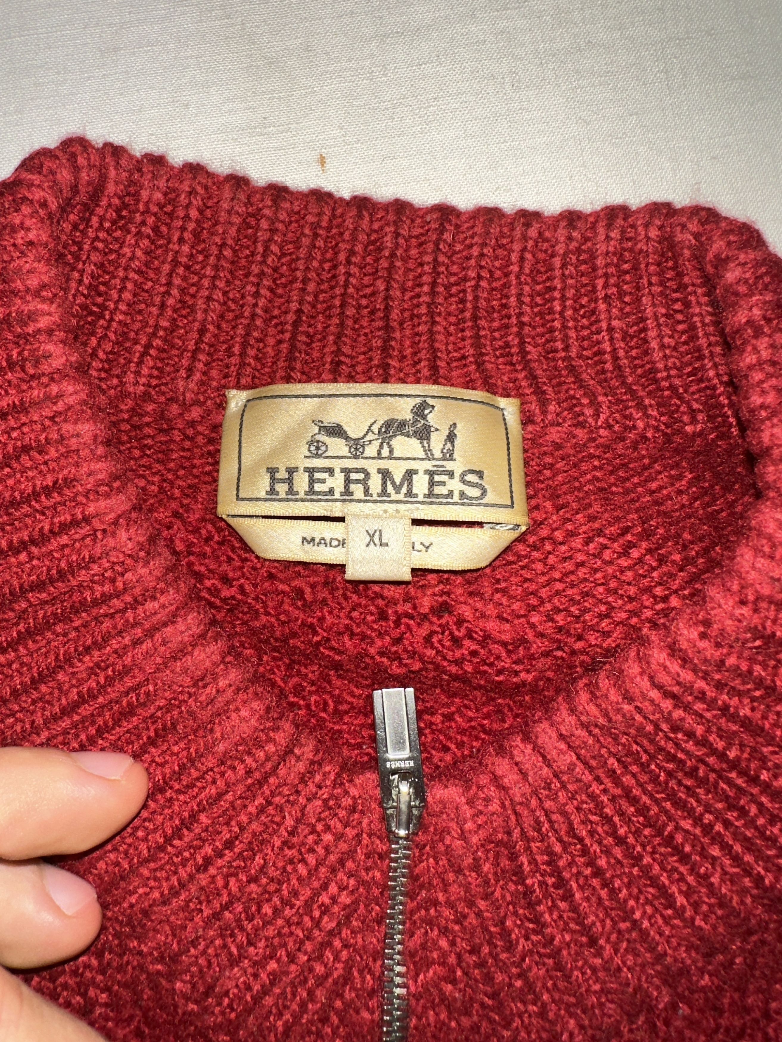 Hermes Rare Hermès Cashmere Blend Half-Zip Knit Sweater Size XL Size US XL / EU 56 / 4 - 2 Thumbnail