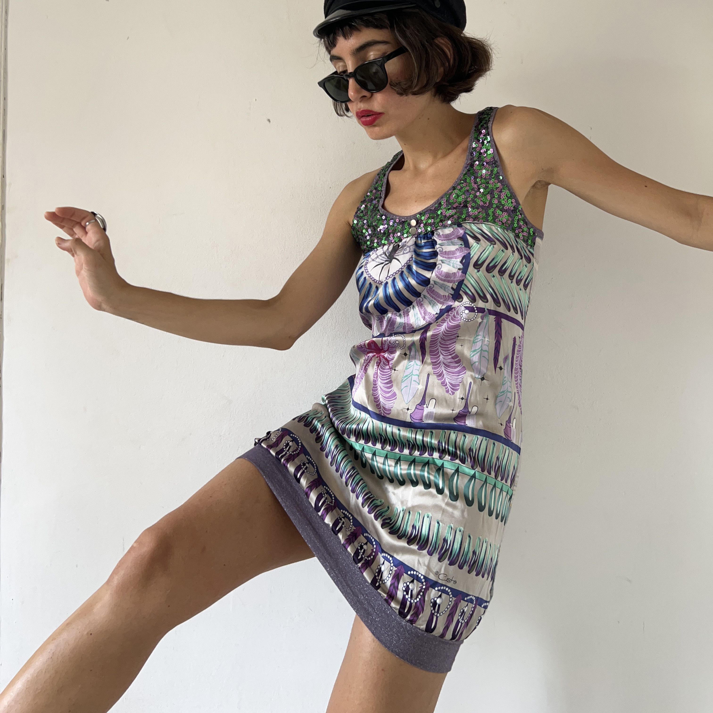 Custo Barcelona Custo Barcelona y2k silk cotton print knit summer tank dress Size L / US 10 / IT 46 - 3 Thumbnail