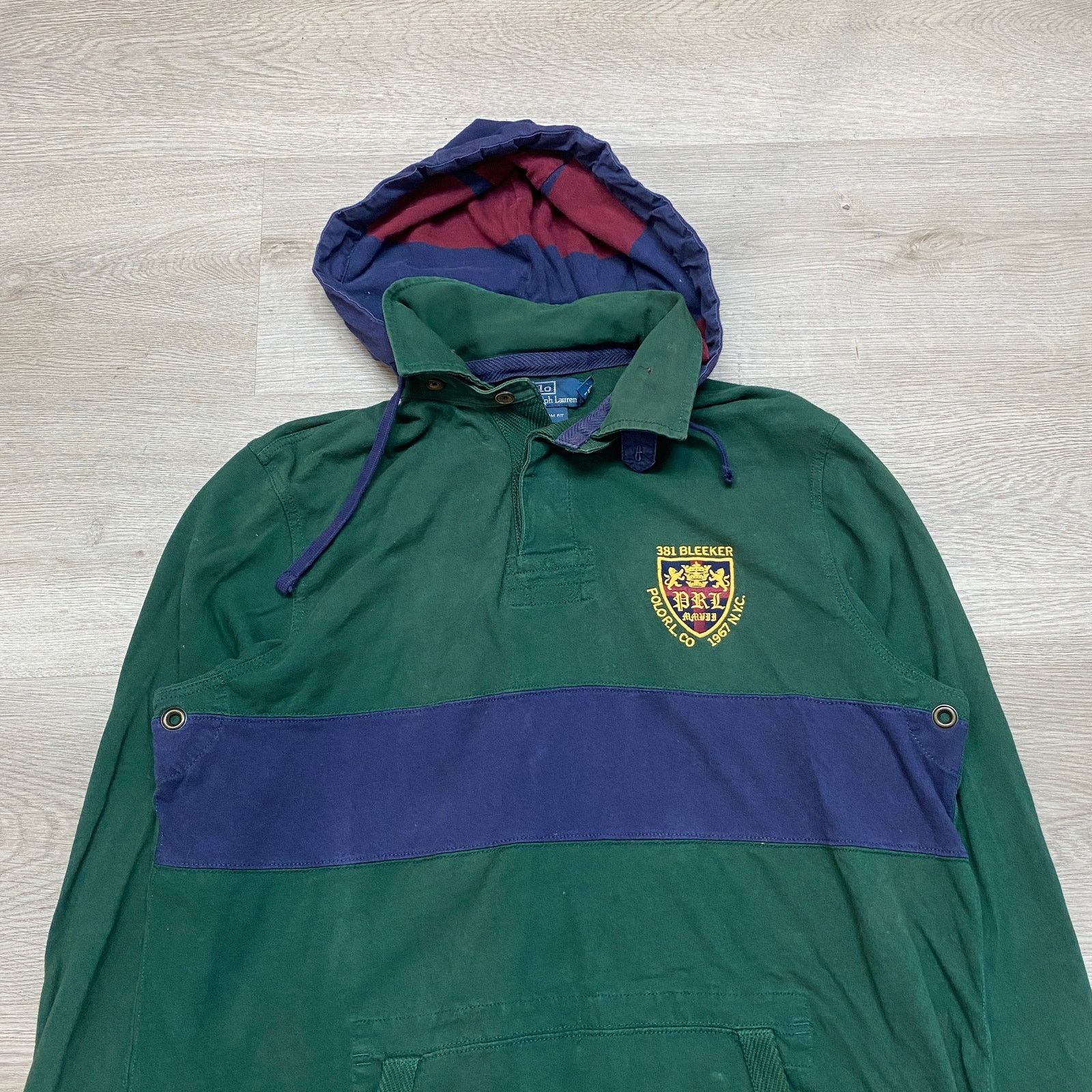 Polo Ralph Lauren × Vintage VTG Polo Ralph Lauren PRL 67 3 Patch Rugby Hoodie Men's XL Size US XL / EU 56 / 4 - 2 Thumbnail