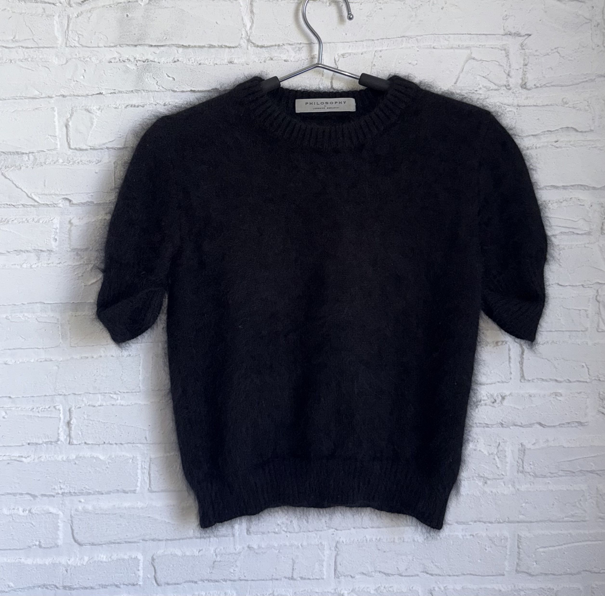 Philosophy di Lorenzo Serafini Philosophy Di Lorenzo Serafini Black Angora Mohair Knit Top Size S / US 4 / IT 40 - 1 Thumbnail
