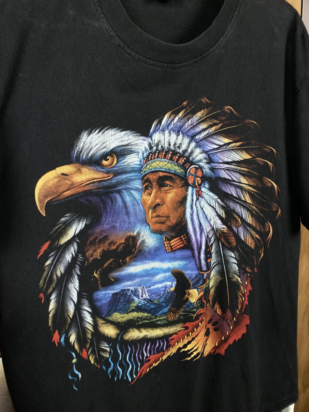 Vintage 🦅Vintage 90s T-Shirt Rock Eagle Stitch Double Side VTG Tee🦅 Size US L / EU 52-54 / 3 - 3 Thumbnail