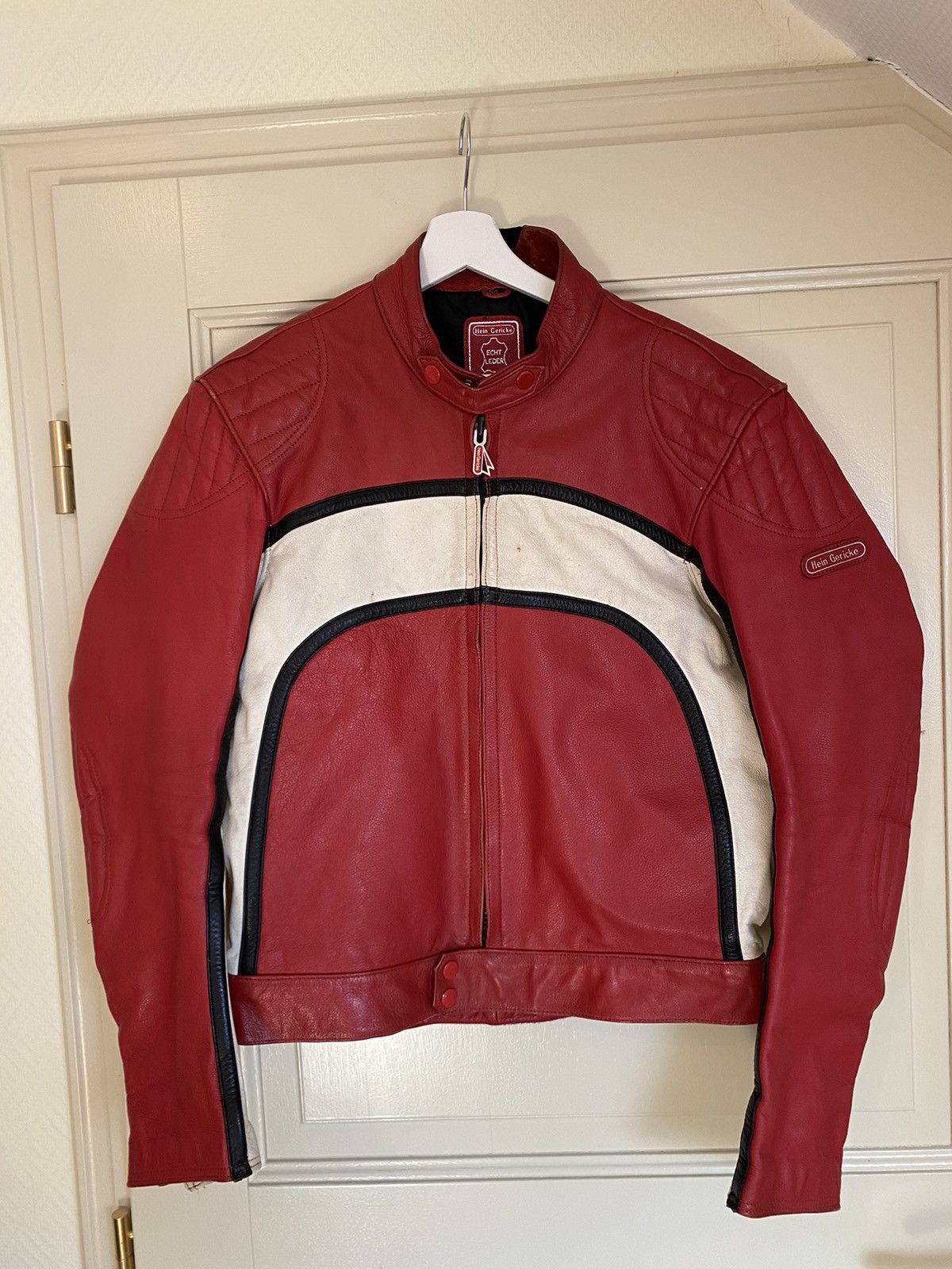 Hein Gericke × Vintage Vintage Hein Gericke Red White Moto Jacket yohji style Size US L / EU 52-54 / 3 - 1 Thumbnail