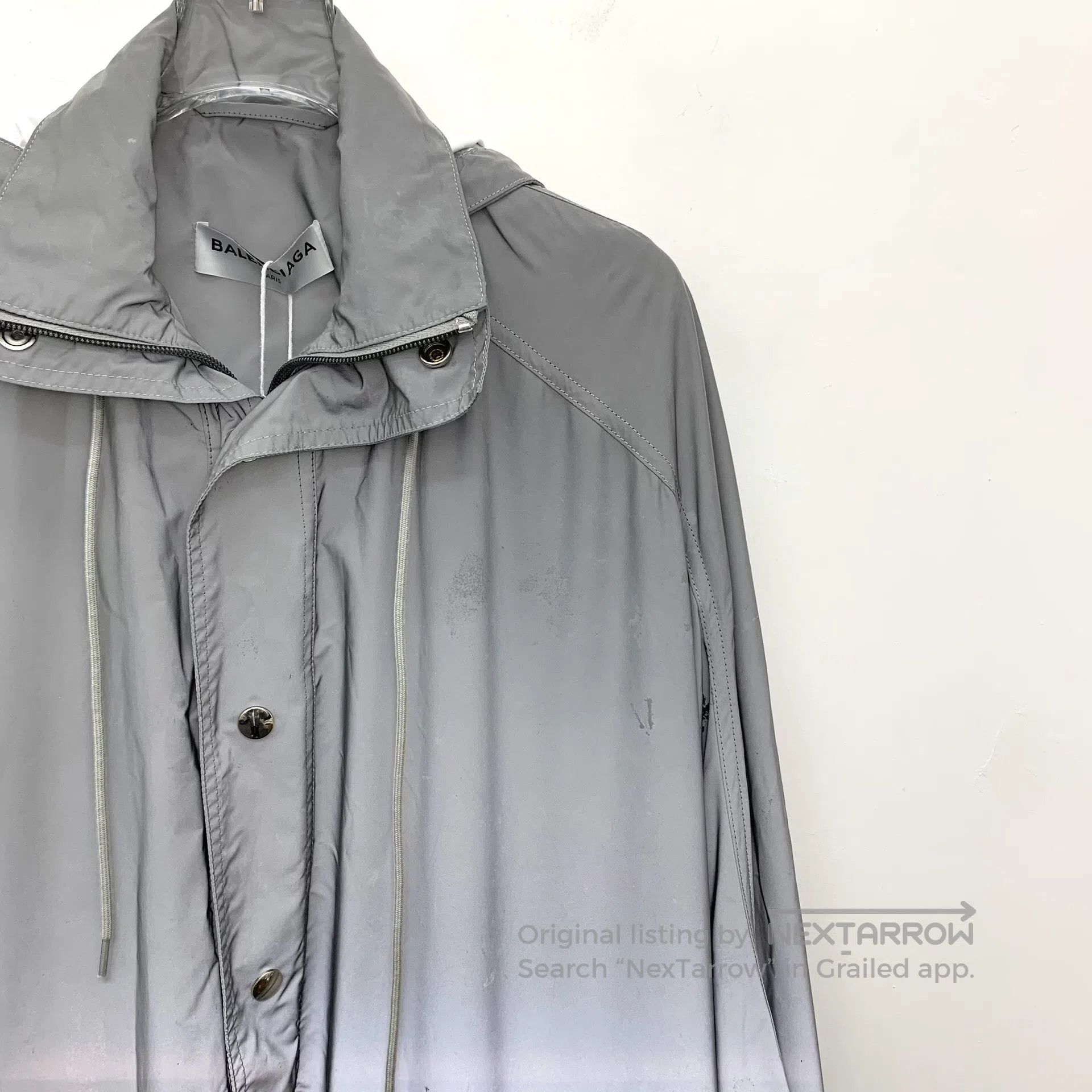 Balenciaga Balenciaga Gray Hooded Drawstring Collar Single Breasted L Size XXS / US 00 / IT 34 - 3 Thumbnail