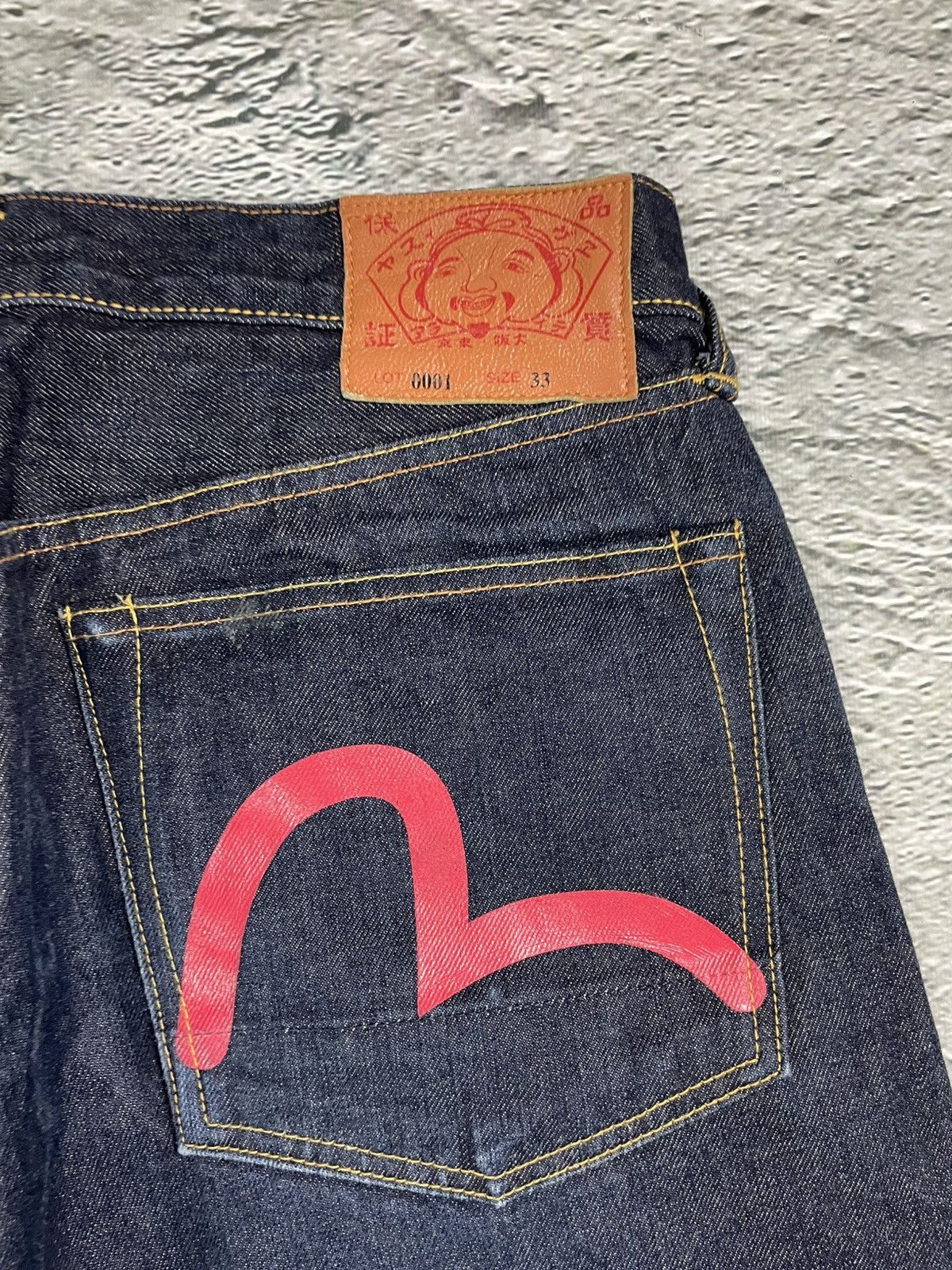 Evisu Evisu jeans red logo selvedge navy denim vintage Size US 33 - 3 Thumbnail