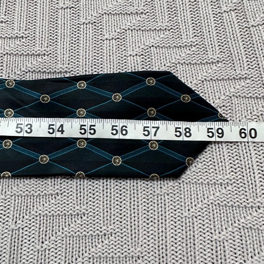 Versace Versace green and black medusa head plaid silk tie Size ONE SIZE - 6 Thumbnail