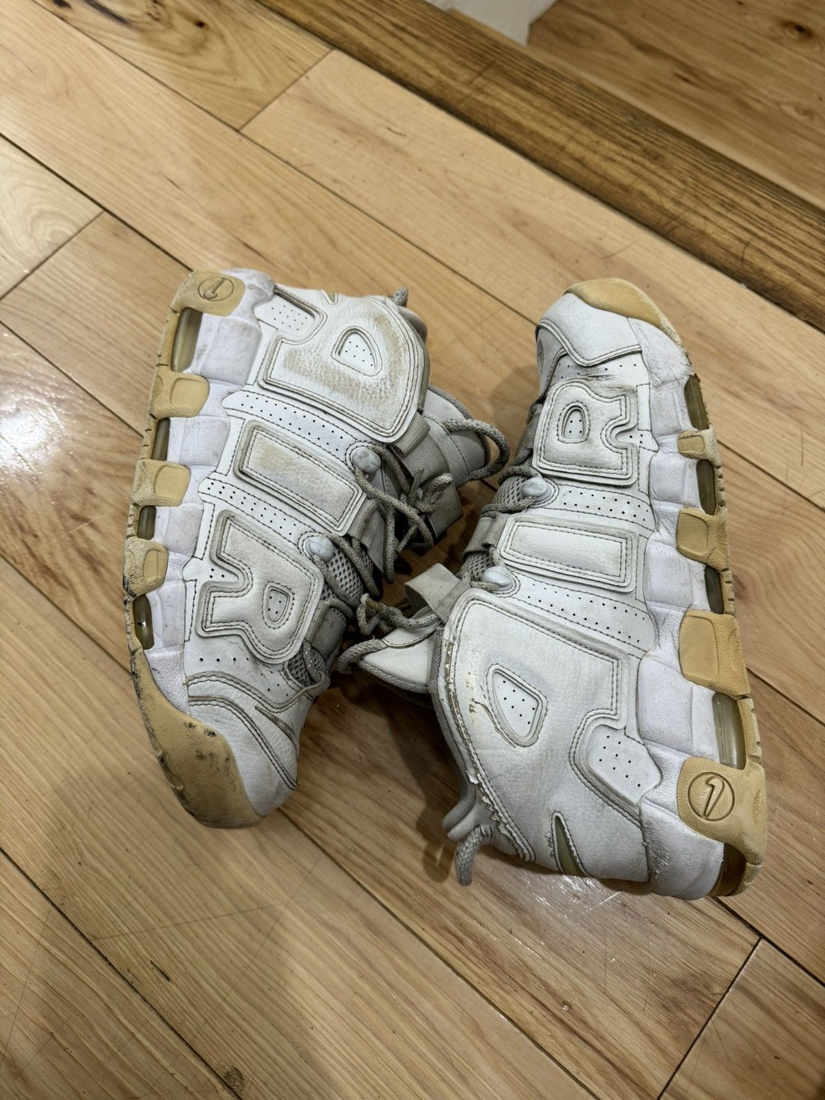 Nike Nike air max uptempo triple white Size US 10 / EU 43 - 1 Thumbnail