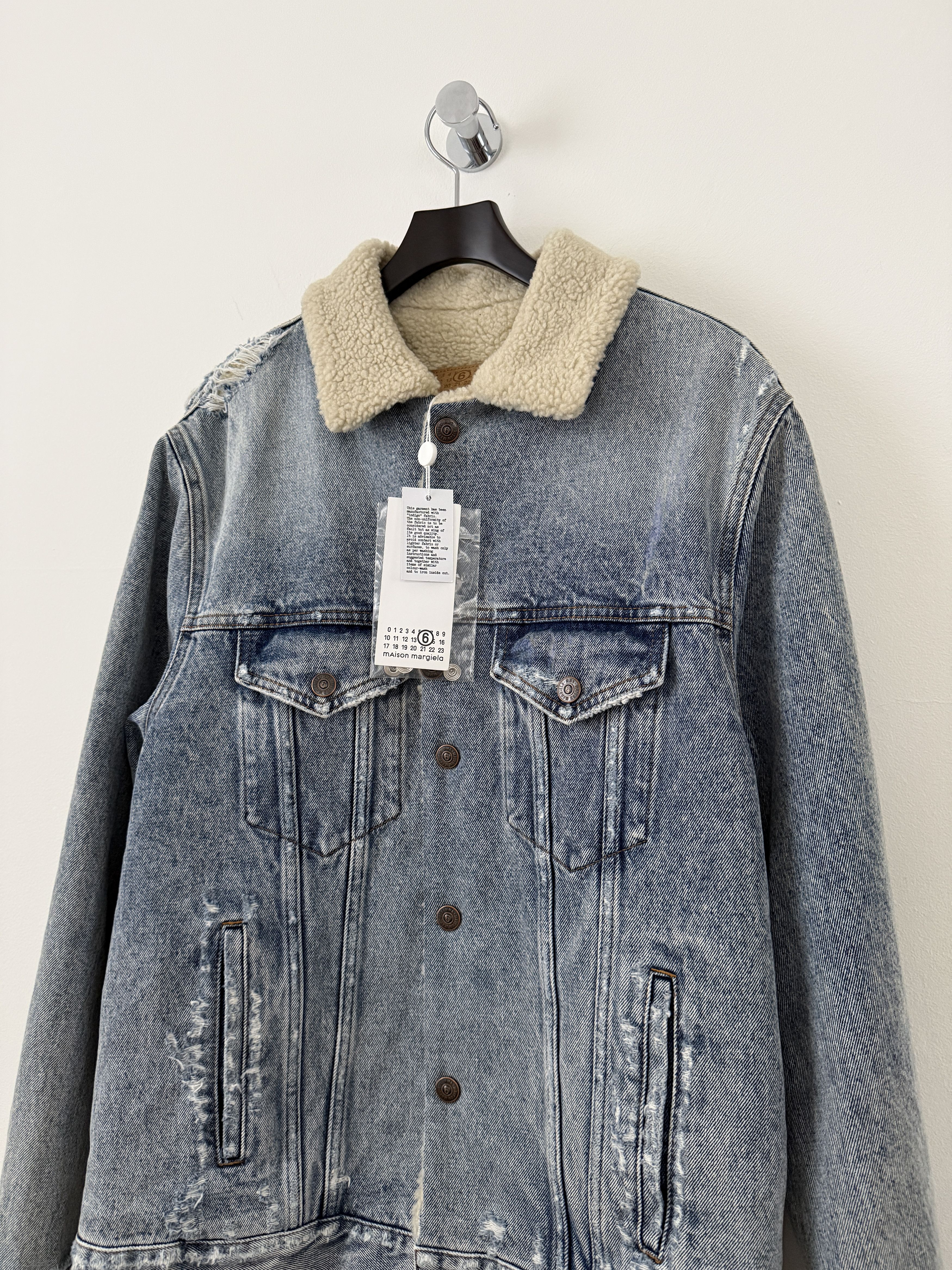 MM6 Distressed Denim Shearling Jacket Size US S / EU 44-46 / 1 - 5 Thumbnail