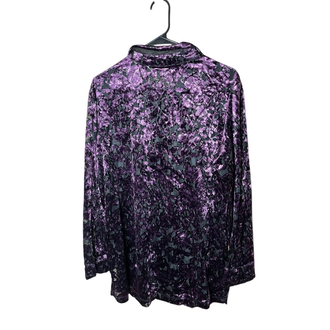 Other Vintage Preston & York Semi Sheer Purple Velvet Long Sleeve Size L / US 10 / IT 46 - 7 Thumbnail