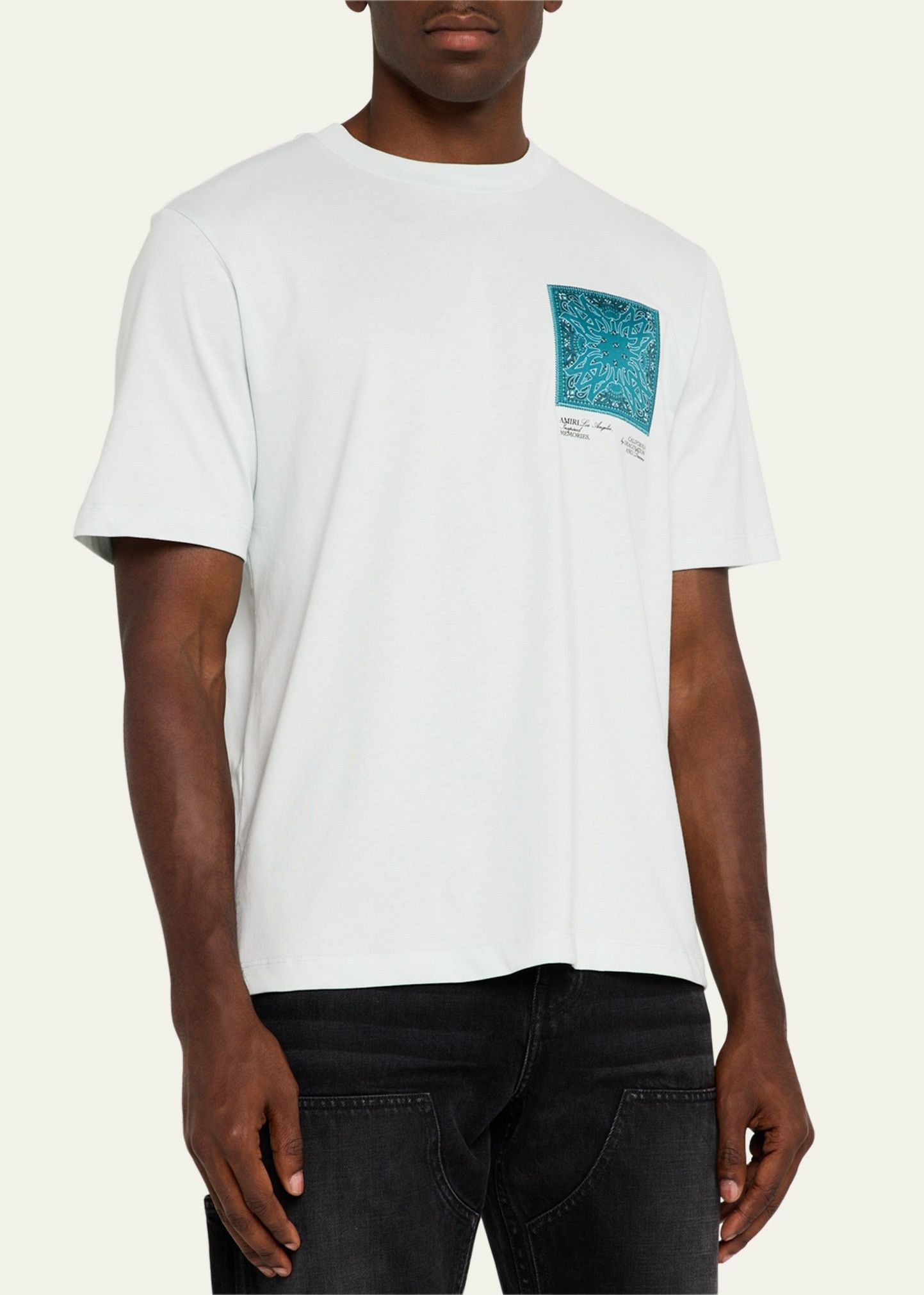 Amiri o1orln1025 Bandana Silk Applique T-Shirt in White Size US XL / EU 56 / 4 - 4 Thumbnail