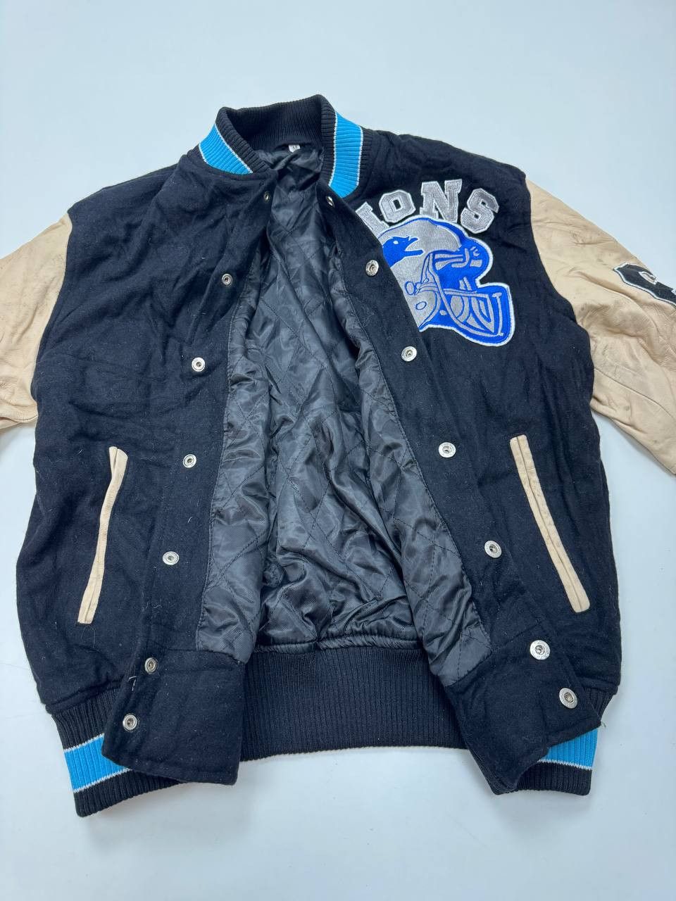 NFL Detroit Lions Vintage Varsity Jacket NFL Leather Sleeves Size US M / EU 48-50 / 2 - 10 Thumbnail