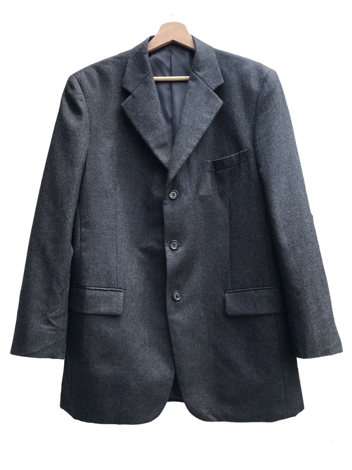image of Courreges Homme Wool Blazer Size W82 in Dark Grey, Men's