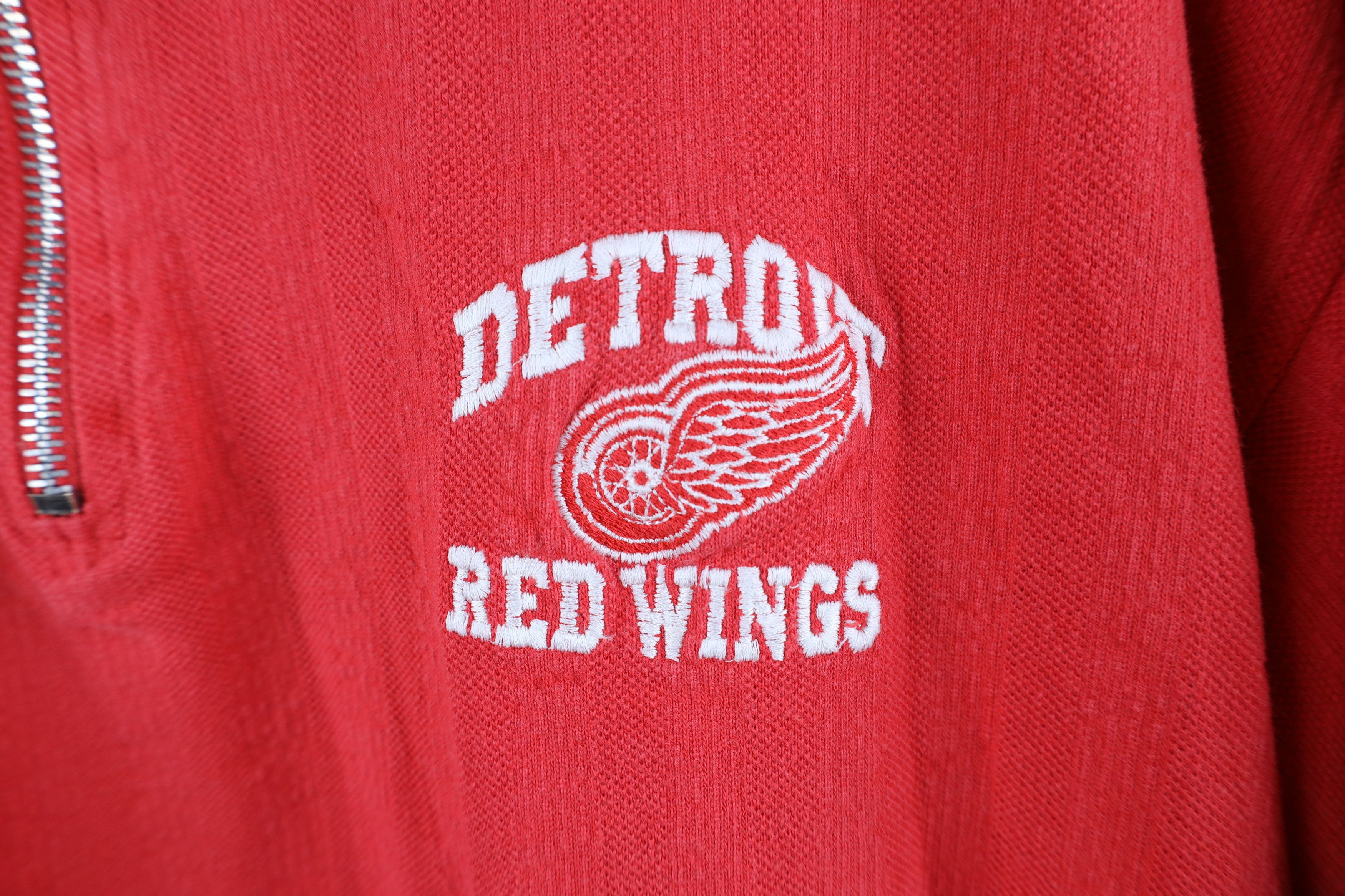 Vintage Vintage 90s Detroit Red Wings Hockey Half Zip Polo Shirt Red Size US XL / EU 56 / 4 - 4 Thumbnail