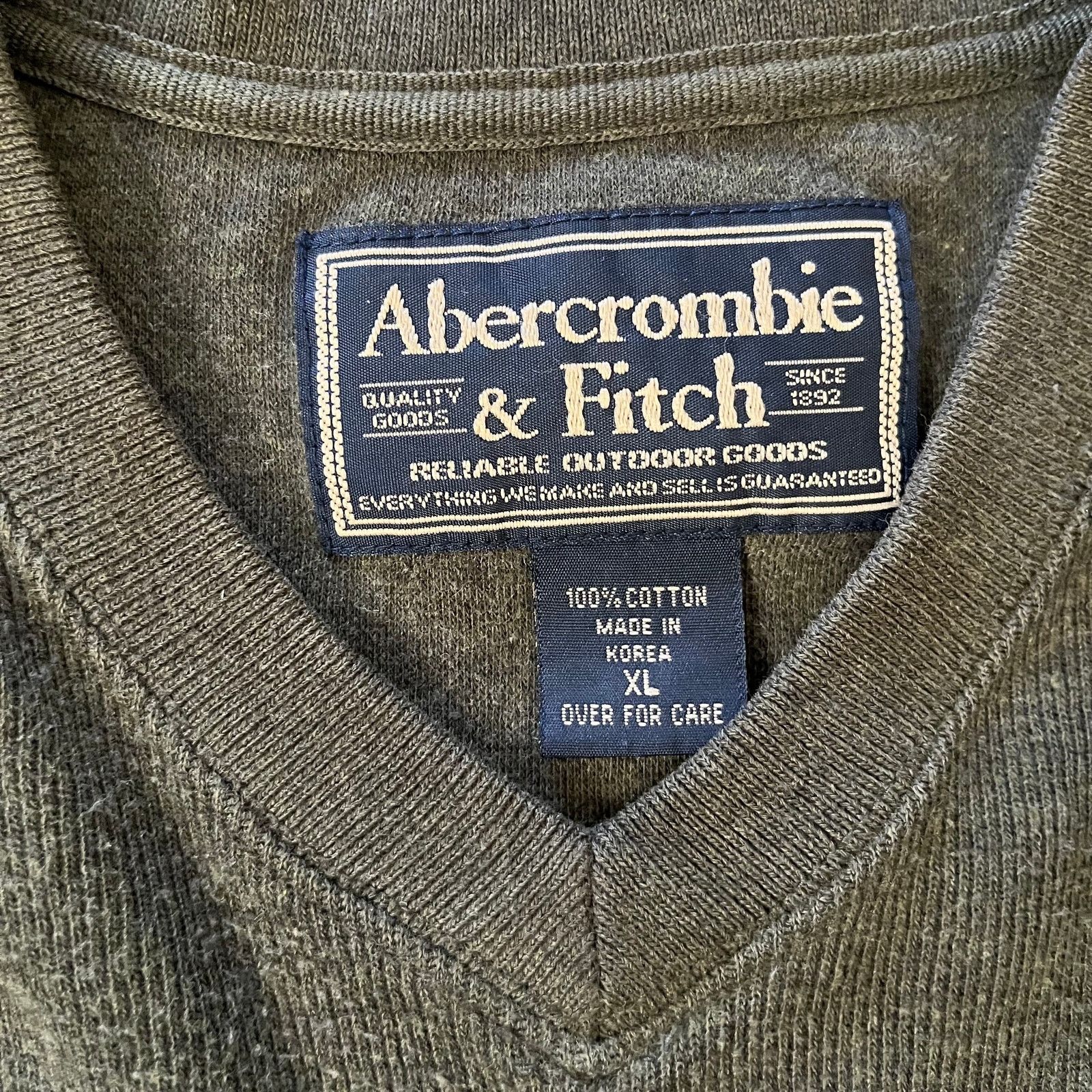Abercrombie & Fitch × Vintage 1990s Abercrombie & Fitch Vintage Olive Green Cotton Sweater Size US XL / EU 56 / 4 - 3 Thumbnail