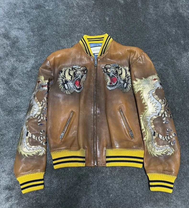 Gucci GucciDouble dragon embroidered buffalo leather jacket 2503- Size US M / EU 48-50 / 2 - 1 Thumbnail