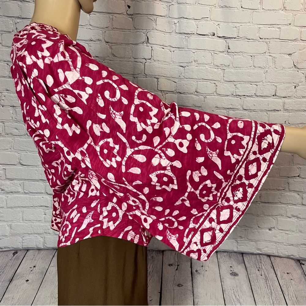 Free People New Free People On the Block Bell Sleeve Berry Combo Cotton Size L / US 10 / IT 46 - 4 Thumbnail