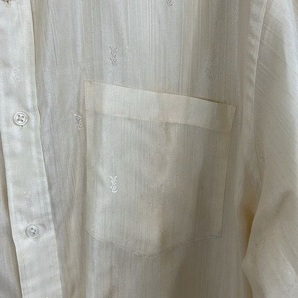 Vintage × Yves Saint Laurent VTG YSL Insertia Logo Button Front Point Collar Shirt Size US XL / EU 56 / 4 - 4 Thumbnail