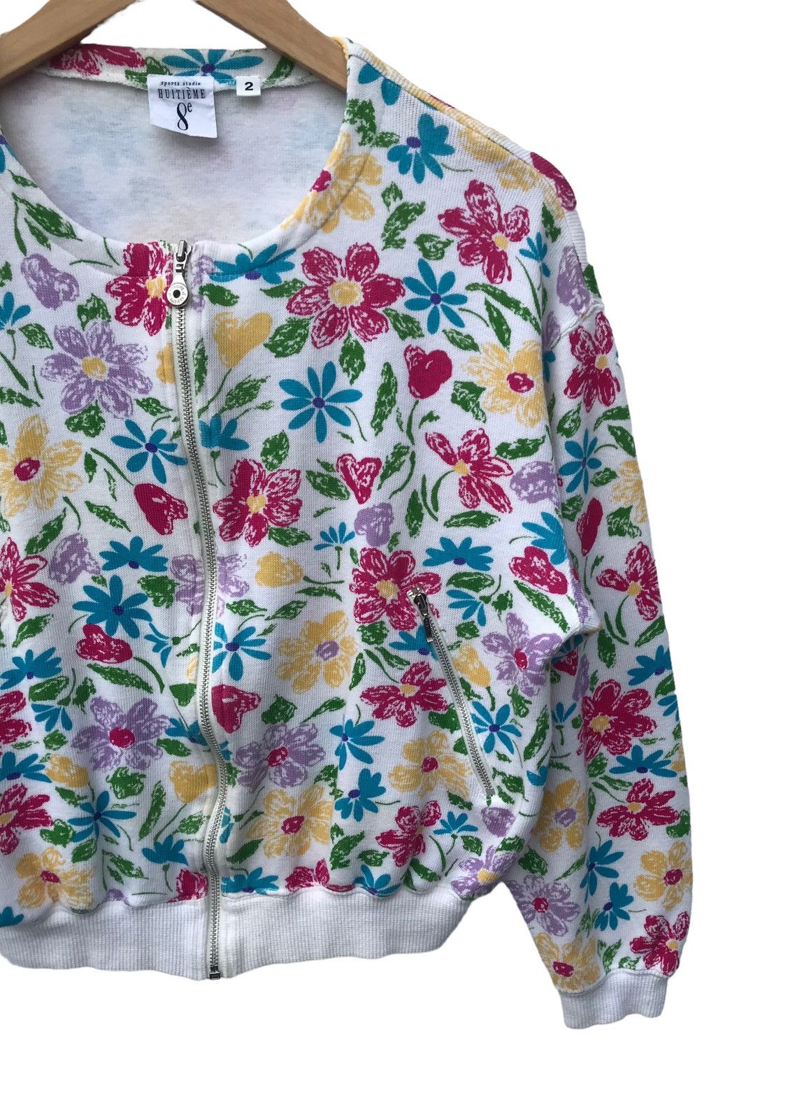 Japanese Brand Vintage Huitieme Overprinted Multicolour Floral Sweater Size M / US 6-8 / IT 42-44 - 3 Thumbnail