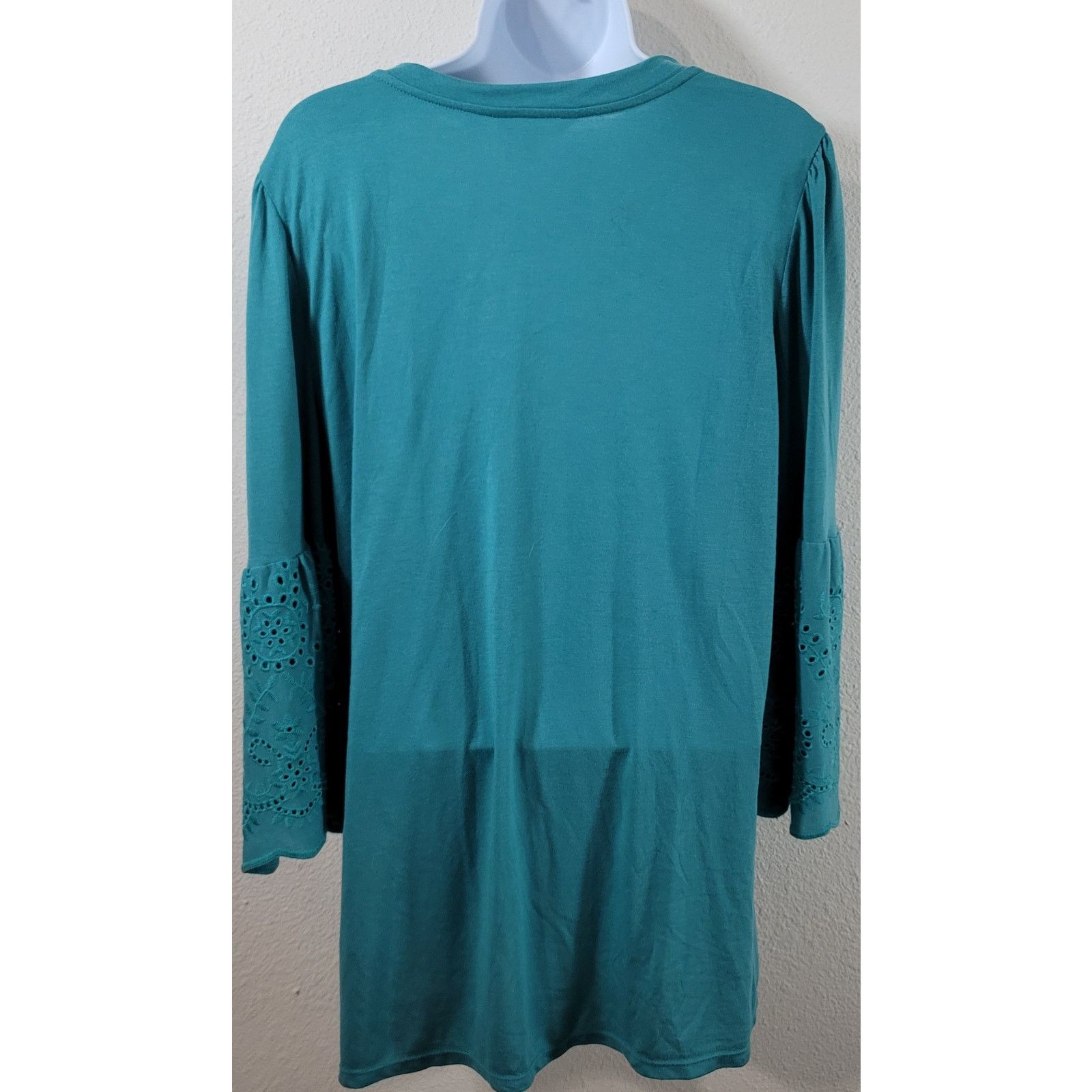 Other Time And Tru Teal Eyelet Bell 3/4 Sleeves Top XL Lightweight Size XL / US 12-14 / IT 48-50 - 6 Thumbnail