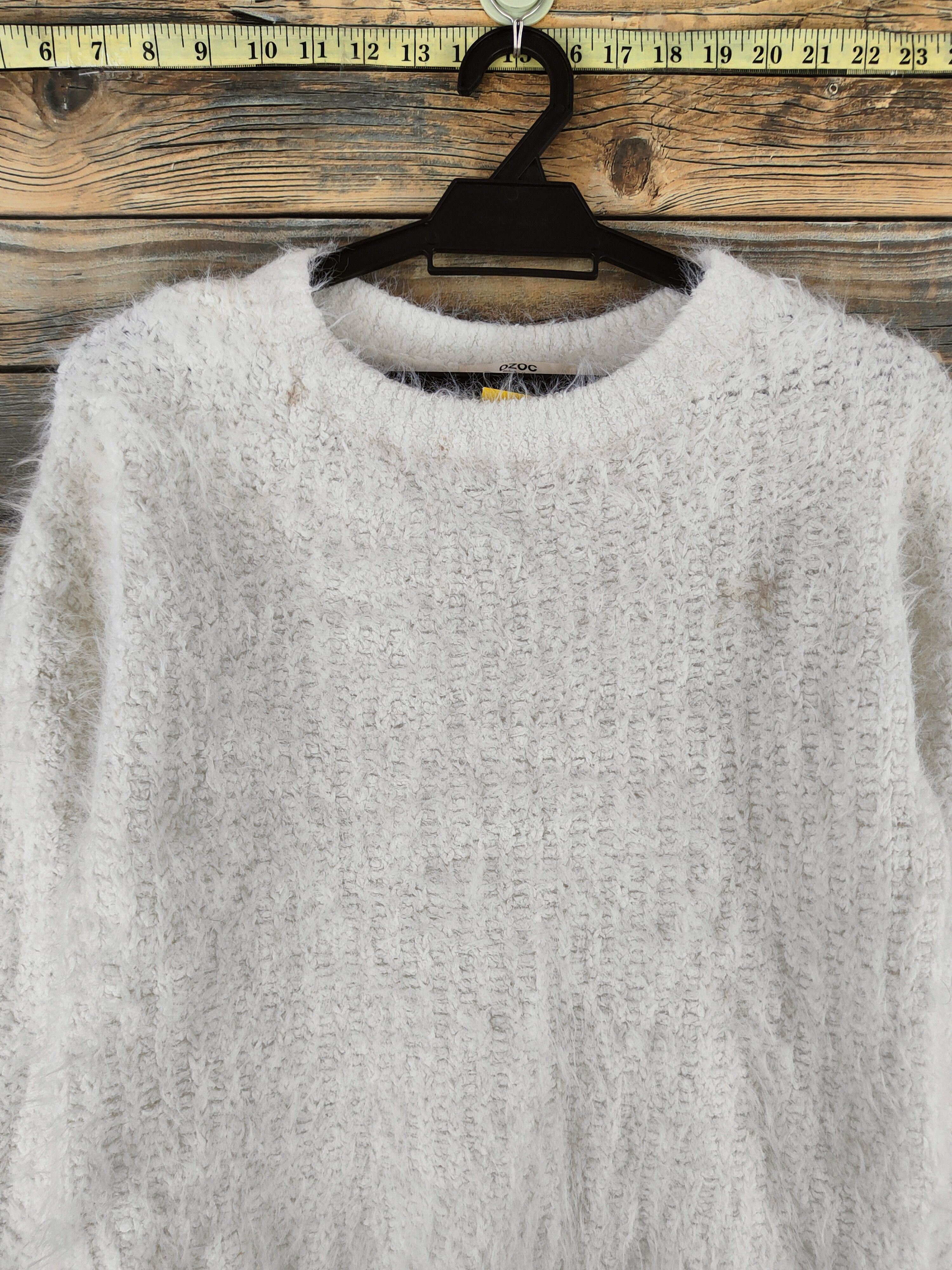 Japanese Brand DL Ozoc White Fur Mohair Knitwear #46-550 Size XS / US 0-2 / IT 36-38 - 2 Thumbnail