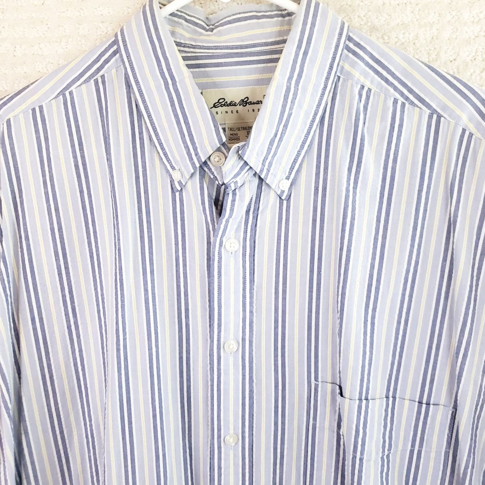 Eddie Bauer Eddie Bauer Shirt Mens XLT Blue Button Up Seersucker Short Sleeve Striped Casual Size US XL / EU 56 / 4 - 3 Thumbnail