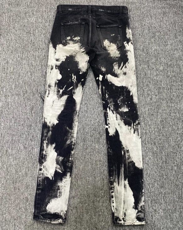 Saint Laurent Paris × Yves Saint Laurent Saint black and white jeans by oil pollution and erosion Size US 30 / EU 46 - 2 Thumbnail