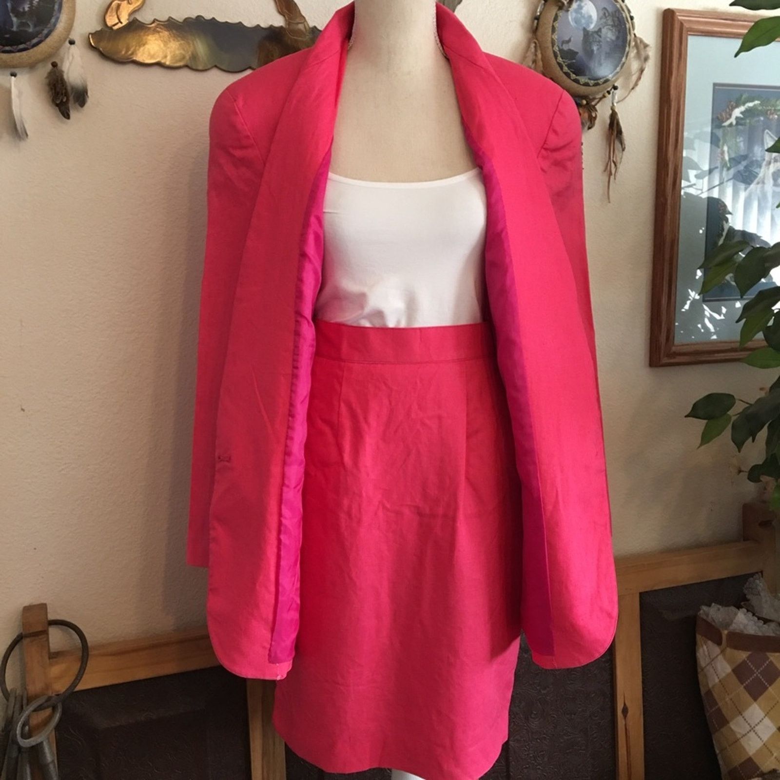 Vintage Vintage 90s K.M. International pink skirt set suit Size M / US 6-8 / IT 42-44 - 1 Thumbnail