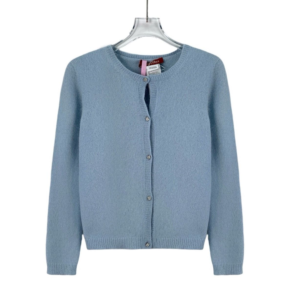 Max Mara Maxmara Blue Rabbit Fur Long-sleeve Knit Cardigan Coat K26WX Size S / US 4 / IT 40 - 1 Thumbnail