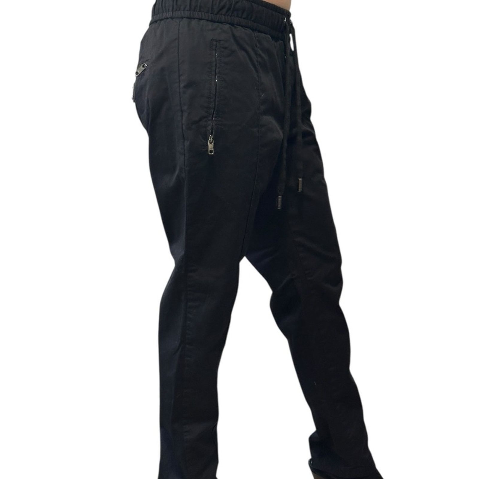 Dolce & Gabbana Essential Black Stretch Cotton Pants IT 46 Metal Logo Tag Size US 30 / EU 46 - 4 Thumbnail